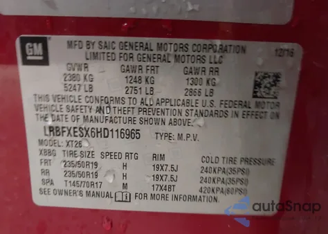 2017 Buick Envision Premium I from USA, damaged, VIN LRBFXESX6HD116965